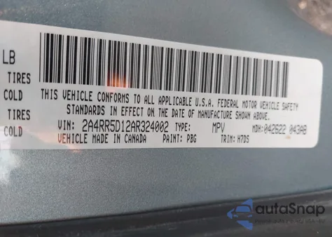 2010 Chrysler Town & Country Touring from USA, damaged, VIN 2A4RR5D12AR324002